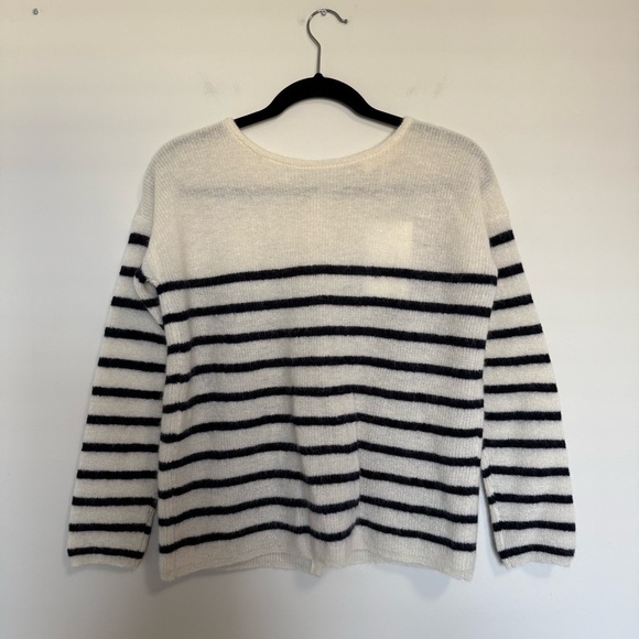 Sezane Gaspard Cardigan Ecru and Navy Striped XS - Picture 6 of 8